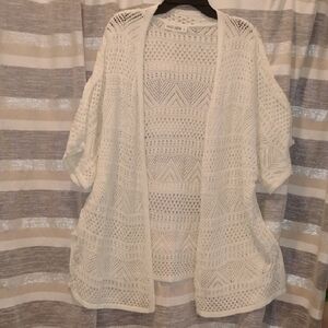 Grace Karin White Open-Knit Cardigan